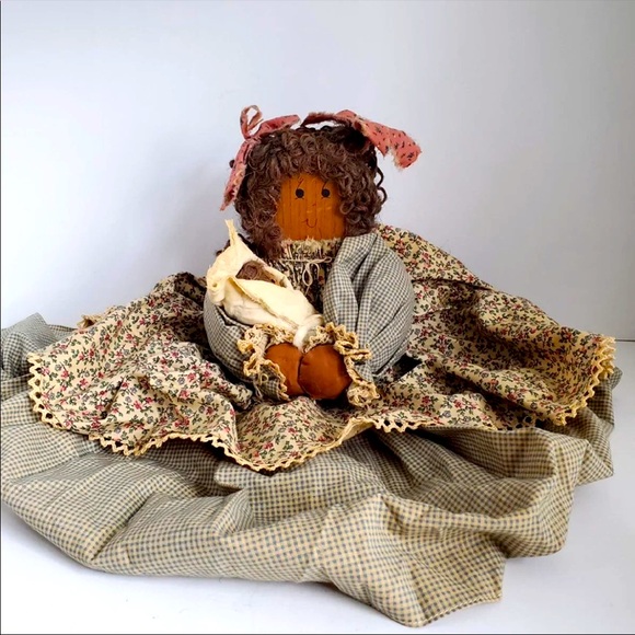 Rustic Dolls Accents | Vintage 1988 Handmade Farmhouse Decor Doll Wood Block ...